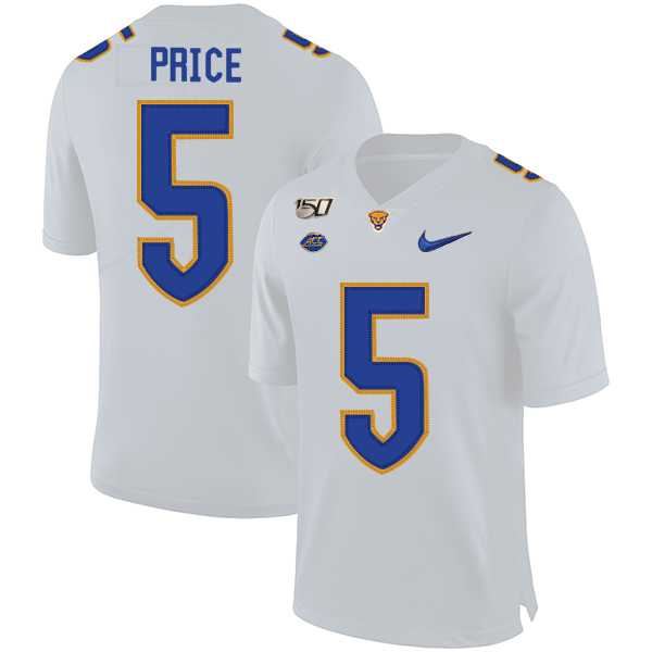 Pittsburgh Panthers #5 Ejuan Price White 150th Anniversary Patch Nike College Football Jersey